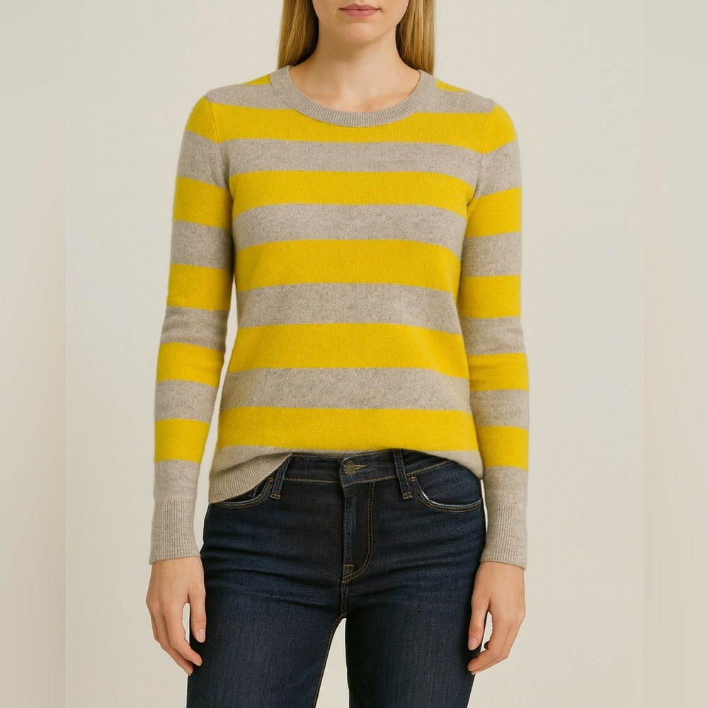 Saks 5th Avenue 100% Cashmere Striped Long Sleeve Sweater Small